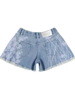 Shorts in denim con ricami