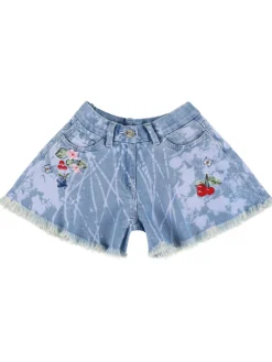 Shorts in denim con ricami