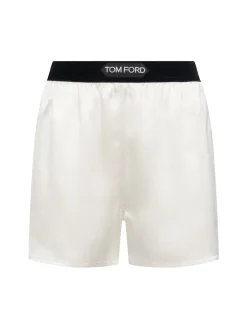 Shorts in raso di seta con logo