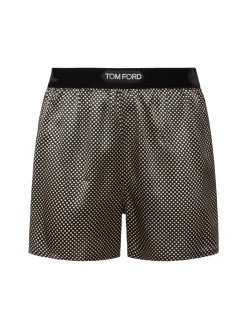 Shorts in raso stretch stampa a pois