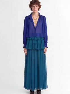 Silk blend georgette shirt