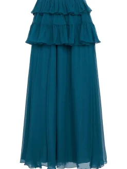 Silk mousseline maxi skirt