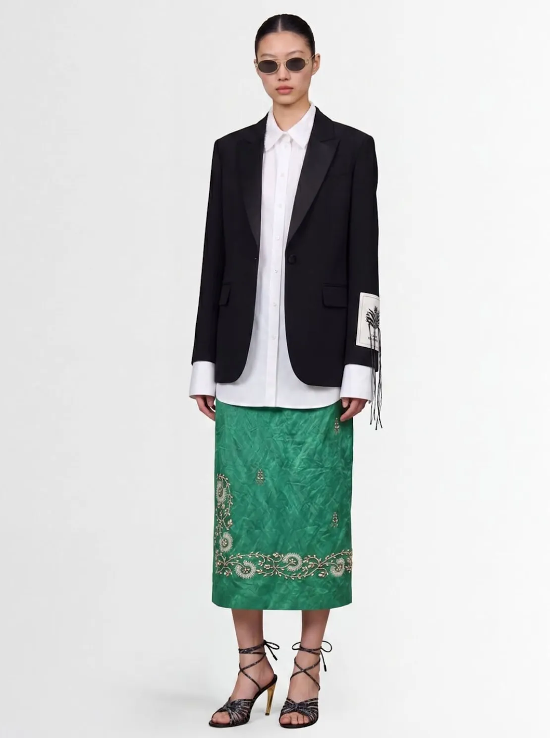 Single breast grain de poudre blazer