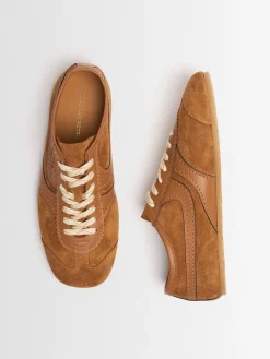 Sneakers in camoscio e pelle