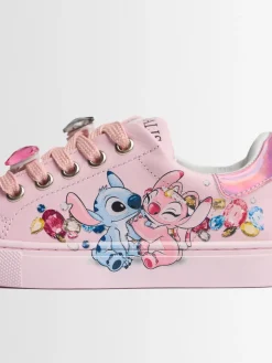 Sneakers in pelle stampa Stitch con lacci