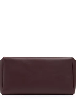 Squared compact silk leather clutch