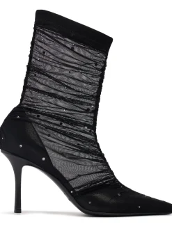 Stivaletti Lotta in mesh con cristalli 85mm