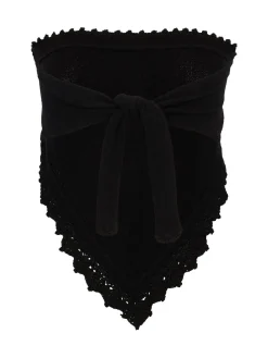 Strapless top with crochet trim
