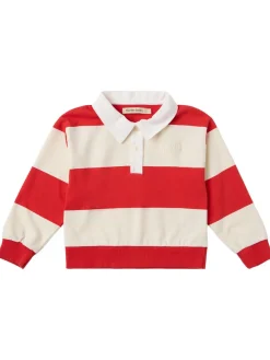 Striped cotton polo sweatshirt
