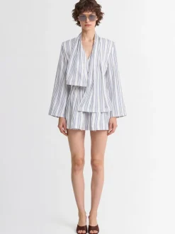Striped crepe de chine mini dress