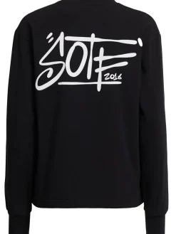 Tag printed cotton long sleeve T-shirt