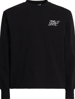 Tag printed cotton long sleeve T-shirt