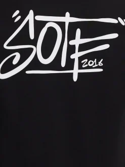 Tag printed cotton long sleeve T-shirt