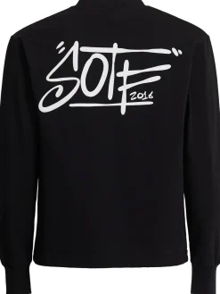 Tag printed cotton long sleeve T-shirt
