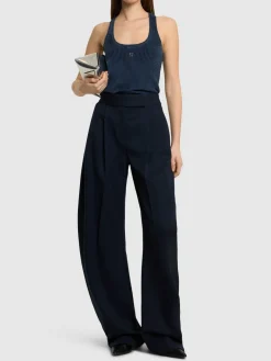 Tank top in cotone stretch a costine