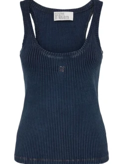 Tank top in cotone stretch a costine