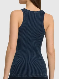 Tank top in cotone stretch a costine