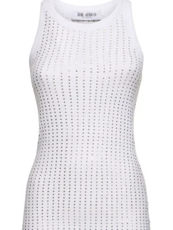 Tank top in jersey con cristalli