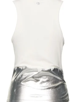 Tank top in jersey di misto cotone a costine