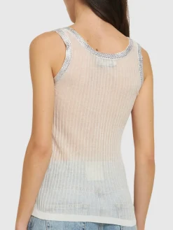 Tank top in maglia con scollo decorato