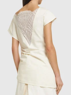 Top asimmetrico in cotone drappeggiato