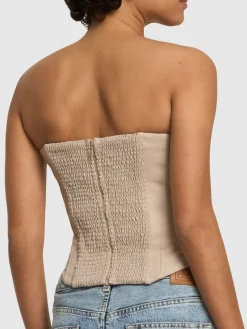 Top bustier senza spallini in lana