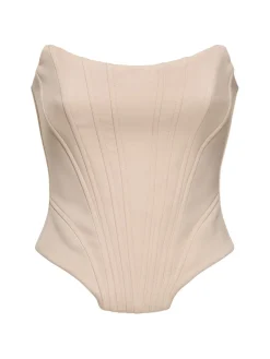 Top bustier senza spallini in lana