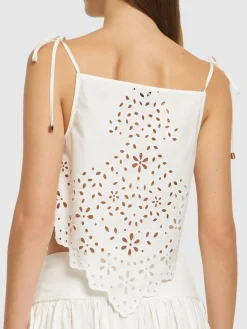 Top in cotone con ricami