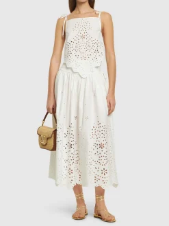 Top in cotone con ricami