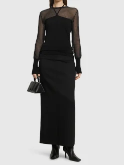 Top in maglia di misto viscosa con trasparenze