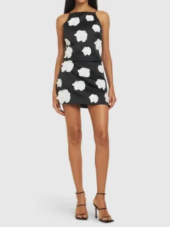 Top in raso con fiori