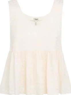 Top in seta a pois jacquard