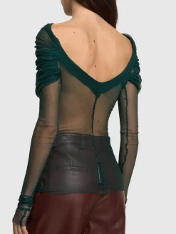 Top in tulle di seta velato