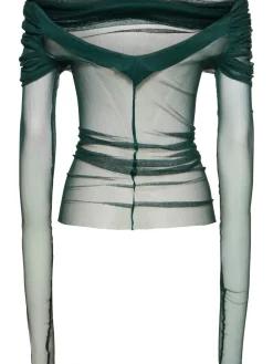 Top in tulle di seta velato