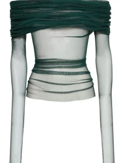 Top in tulle di seta velato