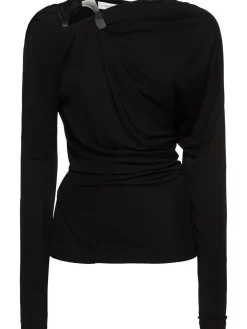 Top maniche lunghe in jersey drappeggiato