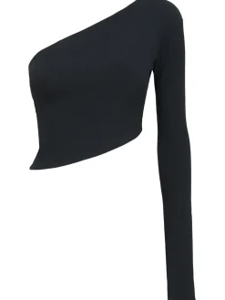 Top monospalla in jersey di viscosa stretch