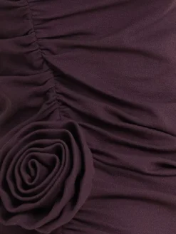 Top monospalla in jersey drappeggiato con rose