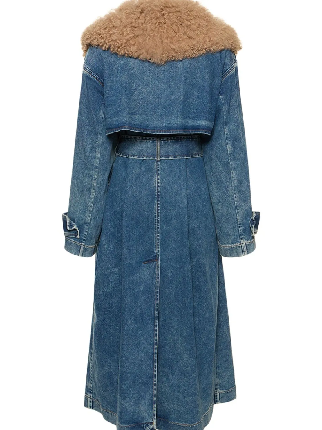 Trench in denim e shearling