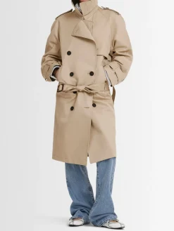 Trench in gabardina di cotone / cintura