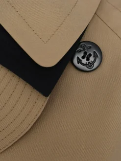 Trench lungo in gabardina di misto cotone