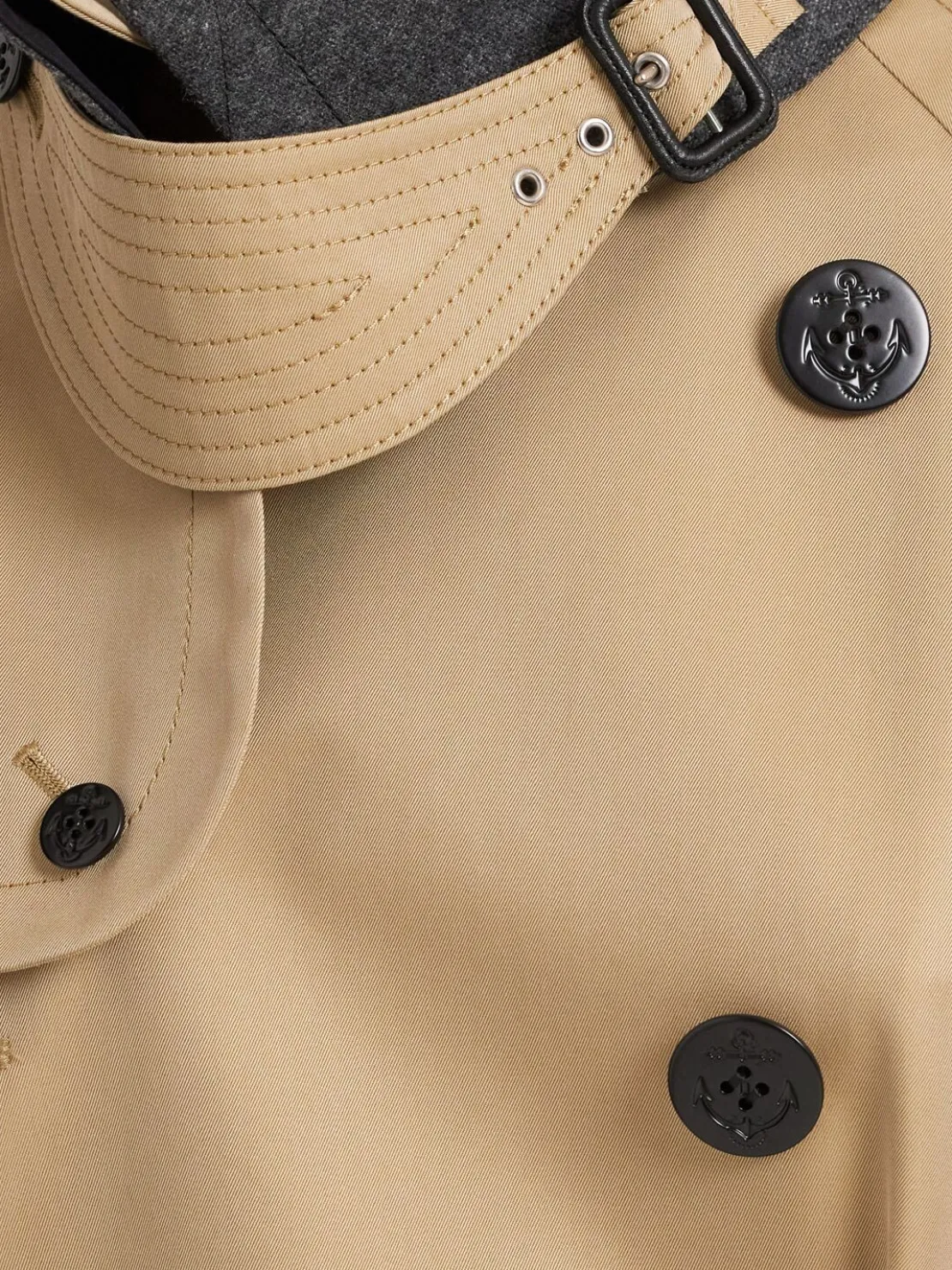 Trench lungo in gabardina di misto cotone