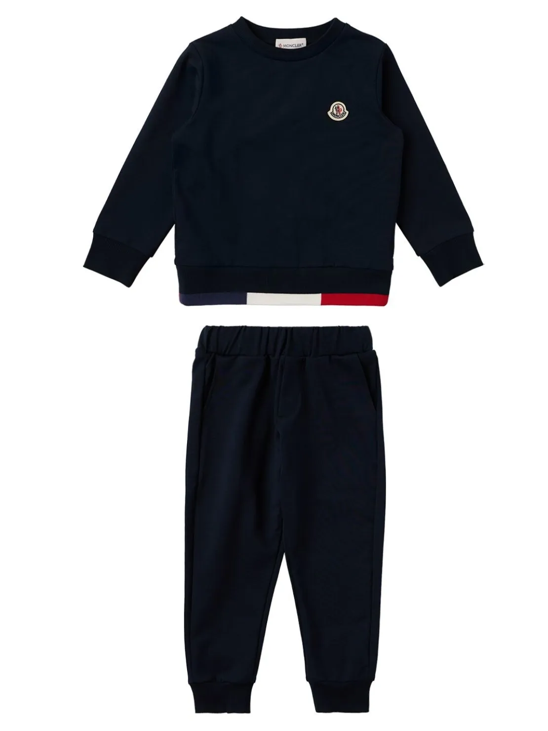 Tricolour-trimmed cotton tracksuit set