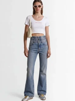 Triple-layer flared jeans