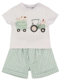 T-shirt e shorts in jersey di cotone stampato