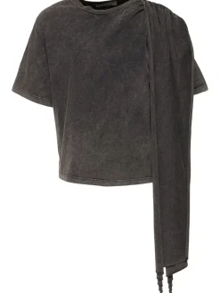 T-shirt in jersey di cotone con ruches