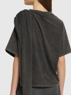 T-shirt in jersey di cotone con ruches