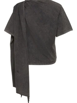 T-shirt in jersey di cotone con ruches