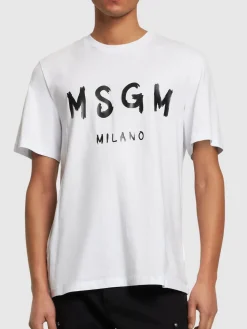 T-shirt in jersey di cotone con logo stampato