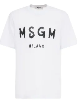 T-shirt in jersey di cotone con logo stampato